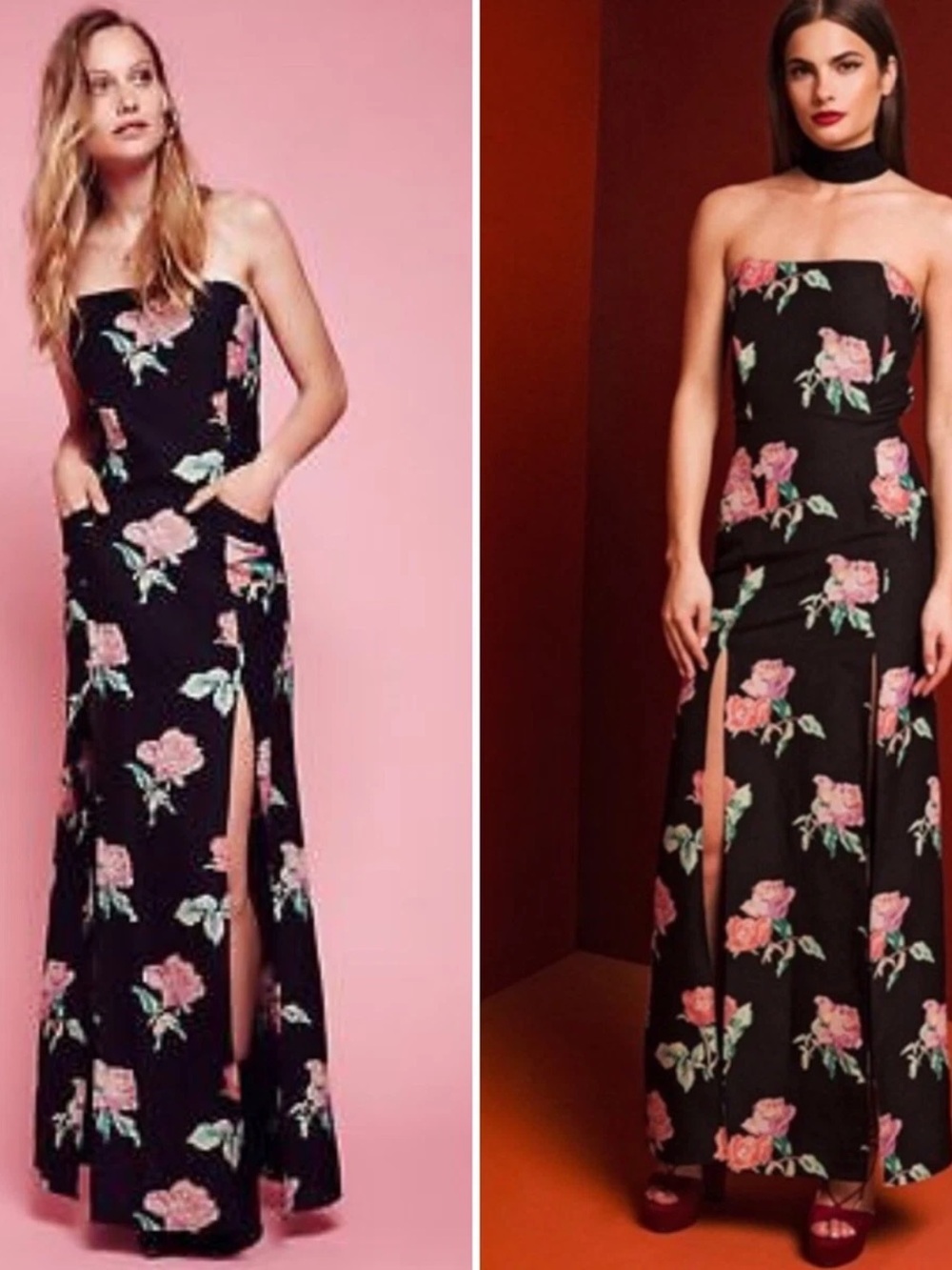 Stone Cold Fox Primrose Black Maxi Peony Print Dress 0